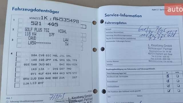 Синий Фольксваген Гольф Плюс, объемом двигателя 1.4 л и пробегом 152 тыс. км за 9300 $, фото 67 на Automoto.ua