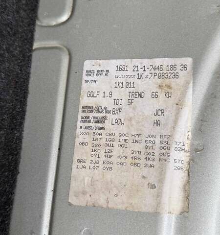 Серый Фольксваген Гольф, объемом двигателя 1.9 л и пробегом 218 тыс. км за 5499 $, фото 7 на Automoto.ua