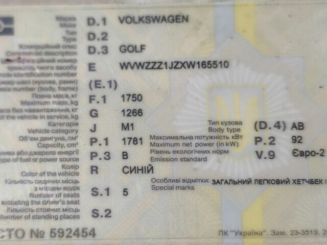 Синий Фольксваген Гольф, объемом двигателя 1.8 л и пробегом 284 тыс. км за 5000 $, фото 2 на Automoto.ua