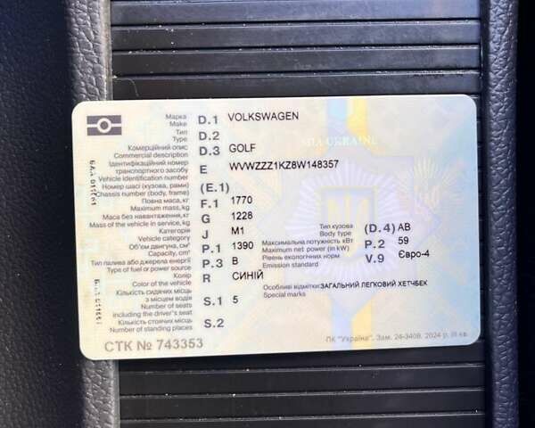 Синий Фольксваген Гольф, объемом двигателя 1.39 л и пробегом 186 тыс. км за 5700 $, фото 23 на Automoto.ua