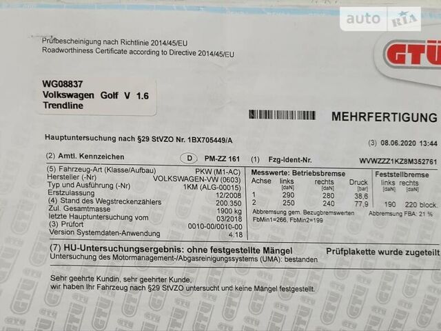 Синій Фольксваген Гольф, об'ємом двигуна 1.6 л та пробігом 218 тис. км за 6600 $, фото 34 на Automoto.ua