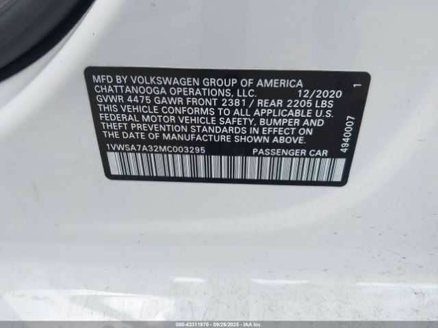 Фольксваген Пассат 2021 в Ивано-Франковске на Automoto.ua Белый Фольксваген Пассат, объемом двигателя 2 л и пробегом 43 тыс. км за 4500 $, фото 8 на Automoto.ua