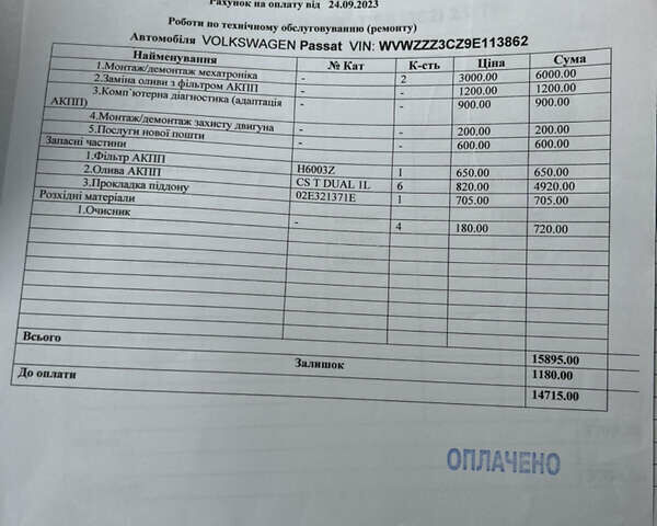 Черный Фольксваген Пассат, объемом двигателя 1.97 л и пробегом 268 тыс. км за 7200 $, фото 40 на Automoto.ua