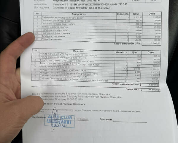 Черный Фольксваген Шаран, объемом двигателя 2 л и пробегом 344 тыс. км за 13000 $, фото 37 на Automoto.ua