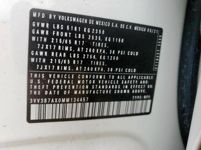 Белый Фольксваген Тигуан, объемом двигателя 2 л и пробегом 76 тыс. км за 14900 $, фото 19 на Automoto.ua