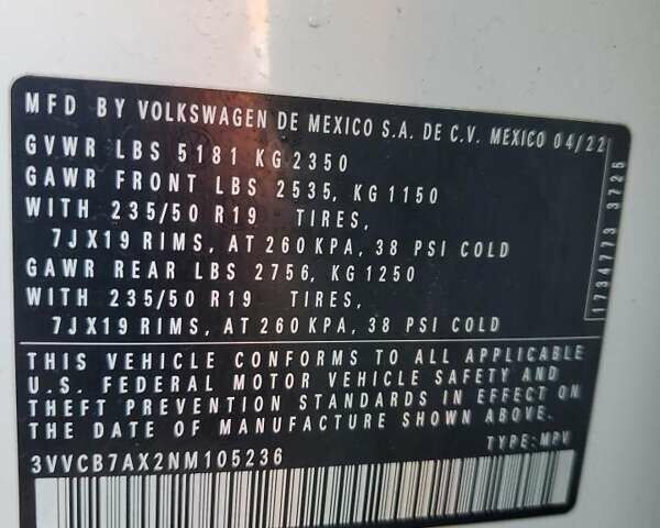 Білий Фольксваген Тігуан, об'ємом двигуна 2 л та пробігом 85 тис. км за 7800 $, фото 10 на Automoto.ua