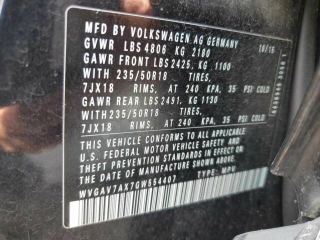 Чорний Фольксваген Тігуан, об'ємом двигуна 2 л та пробігом 71 тис. км за 2500 $, фото 12 на Automoto.ua