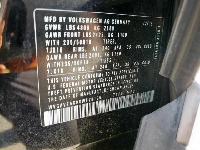Чорний Фольксваген Тігуан, об'ємом двигуна 0 л та пробігом 83 тис. км за 1500 $, фото 12 на Automoto.ua