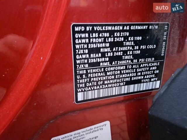 Красный Фольксваген Тигуан, объемом двигателя 1.98 л и пробегом 196 тыс. км за 9500 $, фото 17 на Automoto.ua