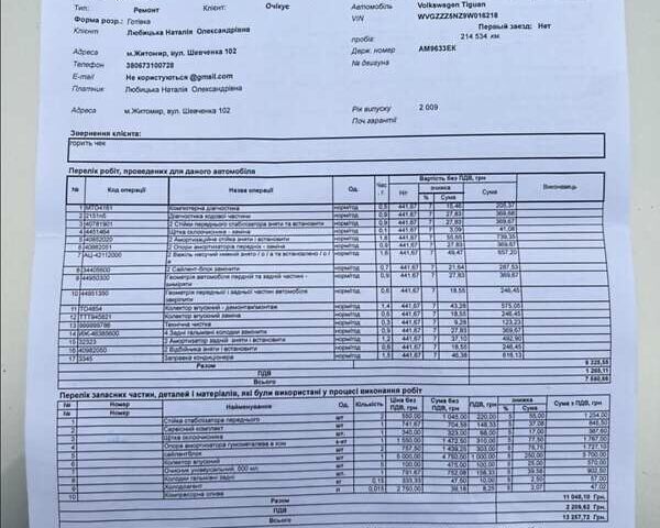 Серый Фольксваген Тигуан, объемом двигателя 1.97 л и пробегом 244 тыс. км за 11600 $, фото 26 на Automoto.ua