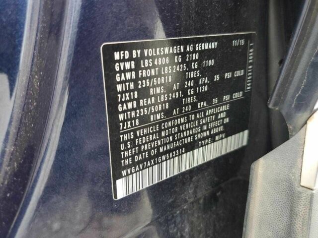 Синий Фольксваген Тигуан, объемом двигателя 0 л и пробегом 210 тыс. км за 8500 $, фото 7 на Automoto.ua