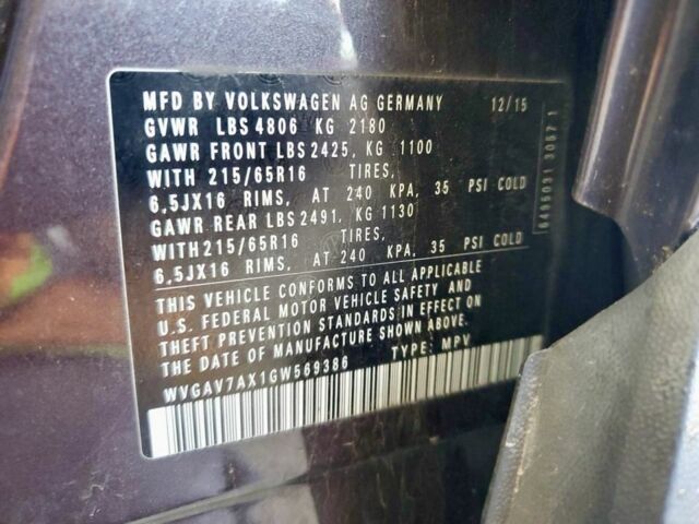 Синий Фольксваген Тигуан, объемом двигателя 2 л и пробегом 130 тыс. км за 9600 $, фото 9 на Automoto.ua