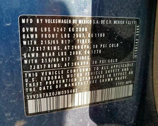 Синий Фольксваген Тигуан, объемом двигателя 2 л и пробегом 152 тыс. км за 4500 $, фото 11 на Automoto.ua