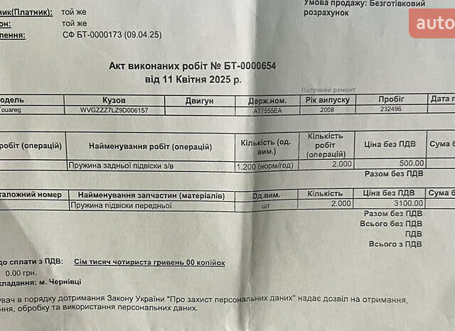 Черный Фольксваген Туарег, объемом двигателя 3 л и пробегом 235 тыс. км за 13500 $, фото 46 на Automoto.ua