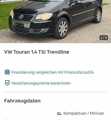 Черный Фольксваген Туран, объемом двигателя 1.4 л и пробегом 194 тыс. км за 6555 $, фото 232 на Automoto.ua