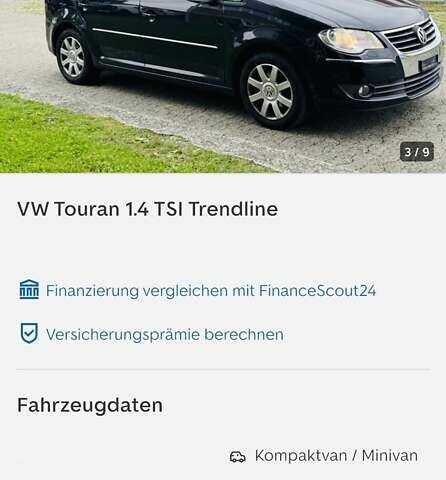 Черный Фольксваген Туран, объемом двигателя 1.4 л и пробегом 194 тыс. км за 6555 $, фото 233 на Automoto.ua