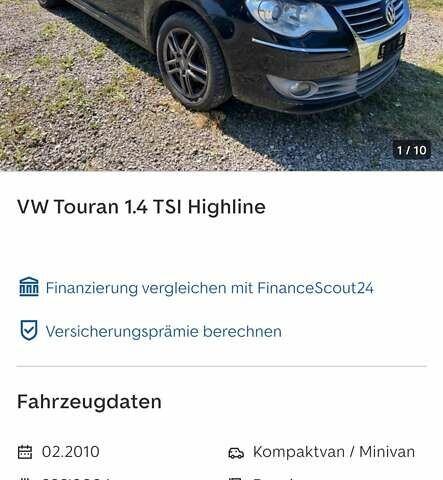 Черный Фольксваген Туран, объемом двигателя 1.4 л и пробегом 238 тыс. км за 7888 $, фото 267 на Automoto.ua