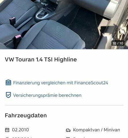 Черный Фольксваген Туран, объемом двигателя 1.4 л и пробегом 238 тыс. км за 7888 $, фото 274 на Automoto.ua