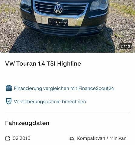 Черный Фольксваген Туран, объемом двигателя 1.4 л и пробегом 238 тыс. км за 7888 $, фото 268 на Automoto.ua