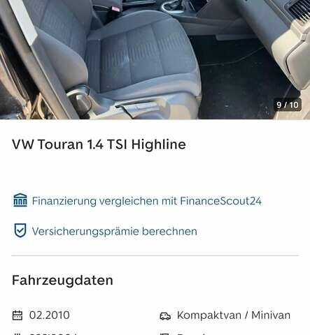 Черный Фольксваген Туран, объемом двигателя 1.4 л и пробегом 238 тыс. км за 7888 $, фото 273 на Automoto.ua