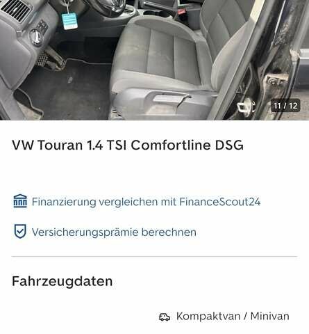 Черный Фольксваген Туран, объемом двигателя 1.4 л и пробегом 207 тыс. км за 10777 $, фото 234 на Automoto.ua