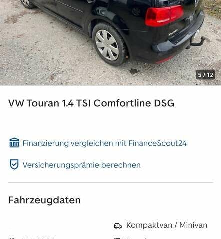 Черный Фольксваген Туран, объемом двигателя 1.4 л и пробегом 207 тыс. км за 10777 $, фото 232 на Automoto.ua