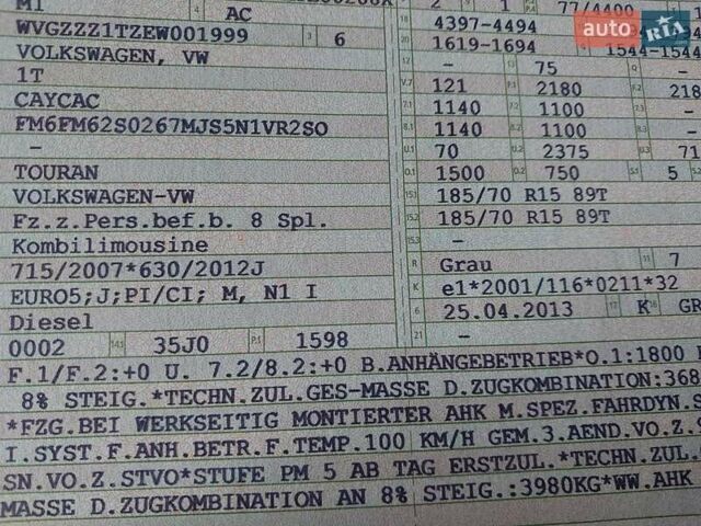 Серый Фольксваген Туран, объемом двигателя 1.6 л и пробегом 153 тыс. км за 11625 $, фото 8 на Automoto.ua