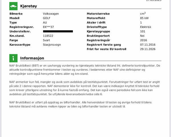 Черный Фольксваген e-Golf, объемом двигателя 0 л и пробегом 118 тыс. км за 8900 $, фото 21 на Automoto.ua