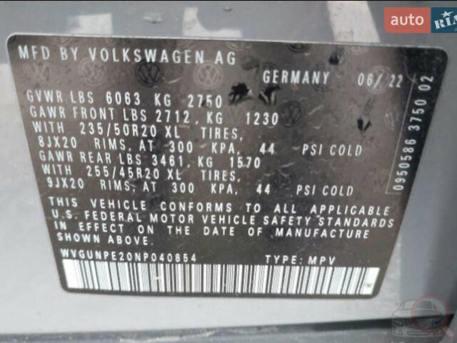 Серый Фольксваген ID.4, объемом двигателя 0 л и пробегом 104 тыс. км за 12700 $, фото 7 на Automoto.ua