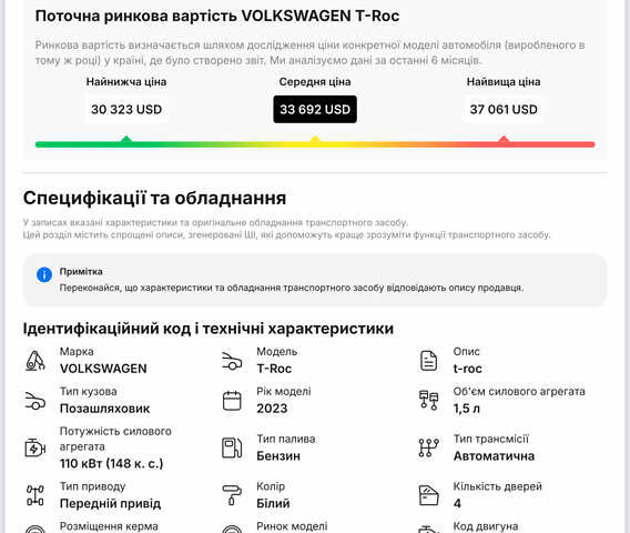 Білий Фольксваген Ті-Рок, об'ємом двигуна 1.5 л та пробігом 55 тис. км за 22799 $, фото 149 на Automoto.ua