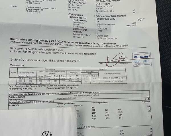 Белый Фольксваген Transporter, объемом двигателя 2 л и пробегом 254 тыс. км за 18999 $, фото 25 на Automoto.ua