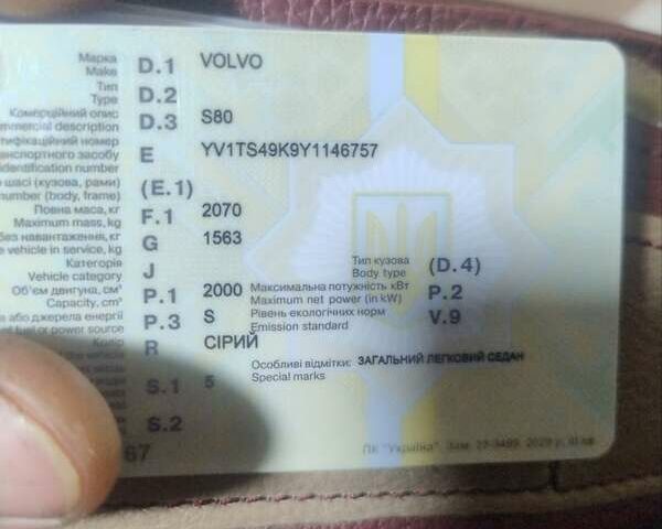 Серый Вольво С80, объемом двигателя 2 л и пробегом 406 тыс. км за 3850 $, фото 17 на Automoto.ua