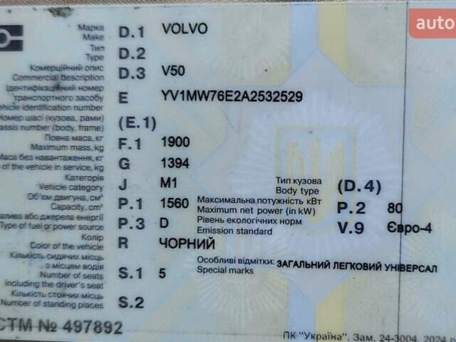 Чорний Вольво V50, об'ємом двигуна 1.6 л та пробігом 234 тис. км за 2700 $, фото 16 на Automoto.ua