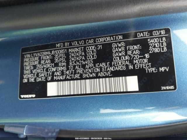 Синій Вольво ХС60, об'ємом двигуна 2 л та пробігом 68 тис. км за 7500 $, фото 8 на Automoto.ua