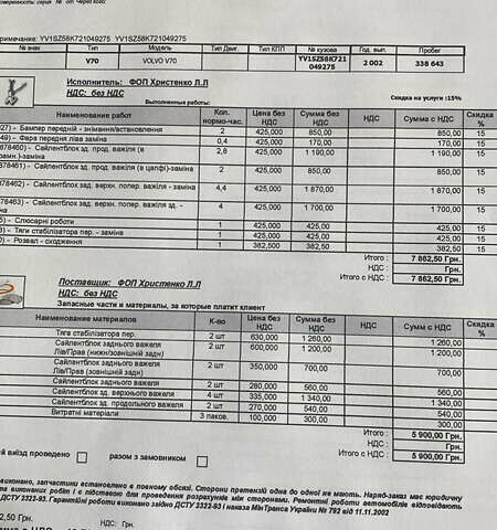 Серый Вольво ХС70, объемом двигателя 2.44 л и пробегом 350 тыс. км за 6000 $, фото 18 на Automoto.ua