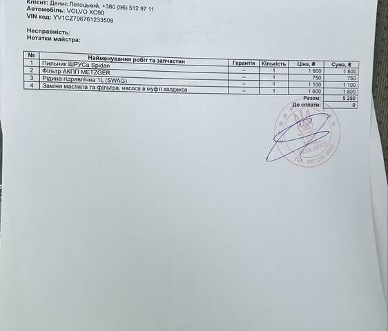 Черный Вольво ХС90, объемом двигателя 2.4 л и пробегом 459 тыс. км за 9200 $, фото 15 на Automoto.ua