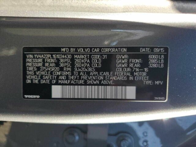 Сірий Вольво ХС90, об'ємом двигуна 2 л та пробігом 92 тис. км за 7000 $, фото 12 на Automoto.ua