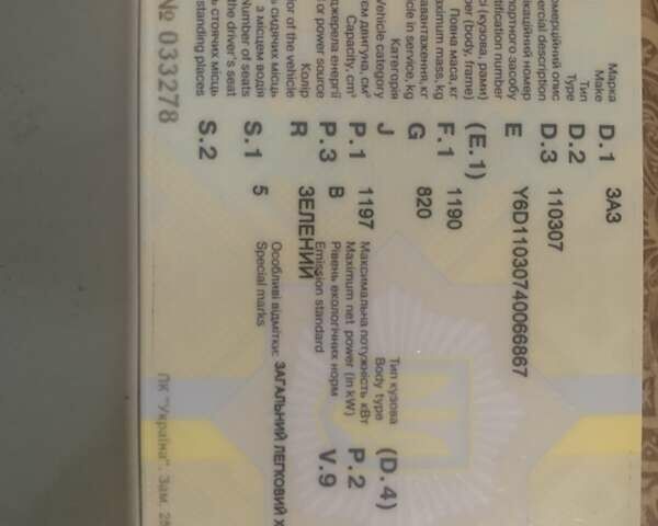 Зеленый ЗАЗ 1103 Славута, объемом двигателя 1.3 л и пробегом 504 тыс. км за 1100 $, фото 5 на Automoto.ua