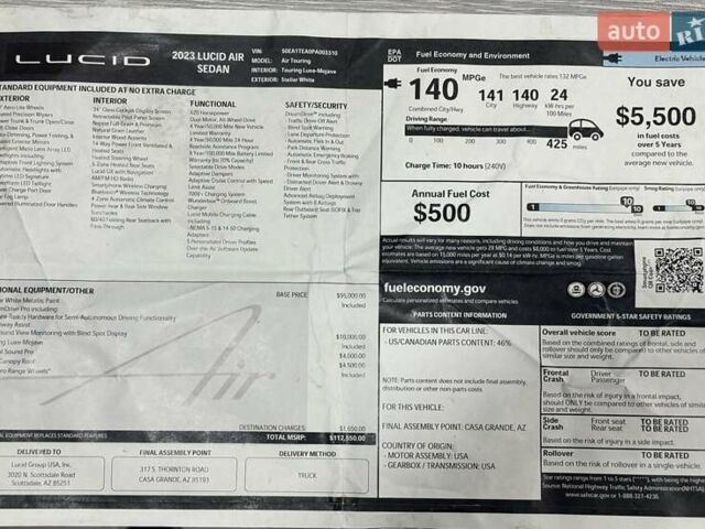 Белый Lucid Air, объемом двигателя 0 л и пробегом 10 тыс. км за 49950 $, фото 78 на Automoto.ua