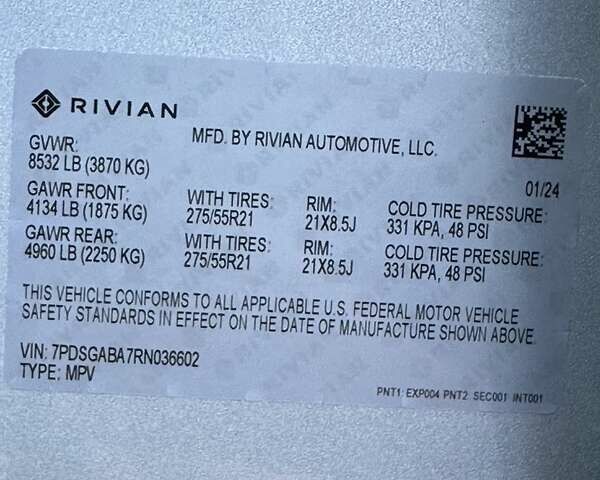 Сірий Rivian R1S, об'ємом двигуна 0 л та пробігом 2 тис. км за 61500 $, фото 9 на Automoto.ua