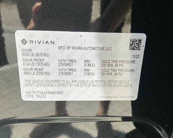 Черный Rivian R1T, объемом двигателя 0 л и пробегом 6 тыс. км за 62900 $, фото 15 на Automoto.ua