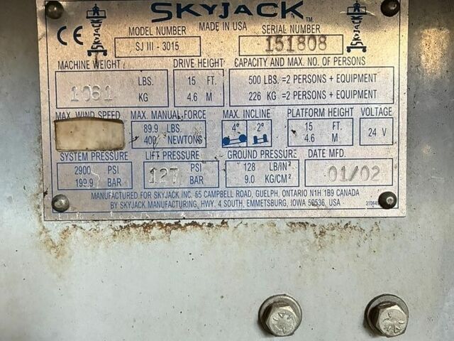 Skyjack SJ, объемом двигателя 0 л и пробегом 0 тыс. км за 5104 $, фото 11 на Automoto.ua
