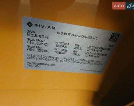 Желтый Rivian R1S, объемом двигателя 0 л и пробегом 16 тыс. км за 29900 $, фото 7 на Automoto.ua