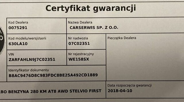 Альфа Ромео Стелвіо, об'ємом двигуна 2 л та пробігом 61 тис. км за 28726 $, фото 20 на Automoto.ua