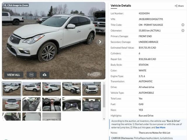 Інфініті QX50, об'ємом двигуна 3.7 л та пробігом 56 тис. км за 6907 $, фото 13 на Automoto.ua