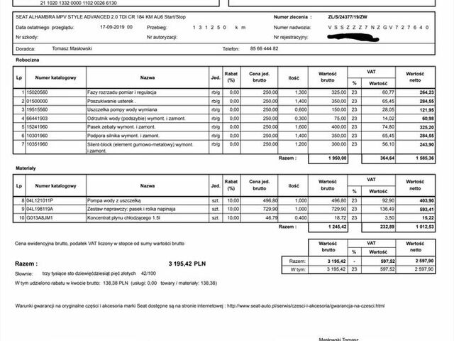 Сеат Альхамбра, об'ємом двигуна 1.97 л та пробігом 195 тис. км за 16825 $, фото 10 на Automoto.ua