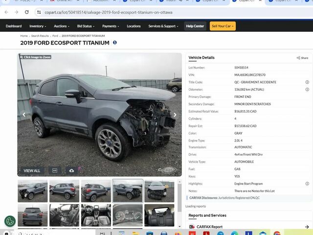 Форд Екоспорт, об'ємом двигуна 1 л та пробігом 135 тис. км за 7438 $, фото 14 на Automoto.ua